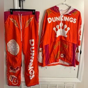 HTF Mens size XL Boston Red Sox Dunkin Donuts DunKings Tracksuit top and bottom